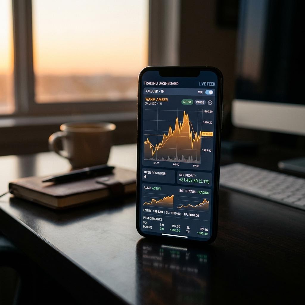 Panel de trading de criptomonedas de Bit Index AI mostrando posiciones en Bitcoin y Ethereum